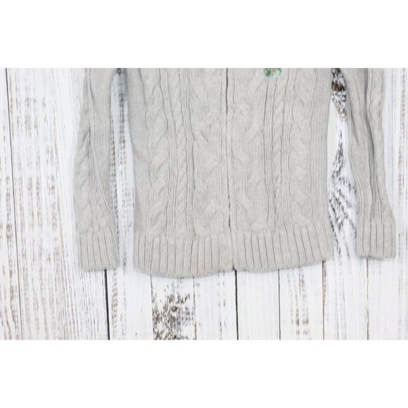 LL Bean Double L Cable Sweater Zip Cardigan Gray Size XS - Picture 3 of 10